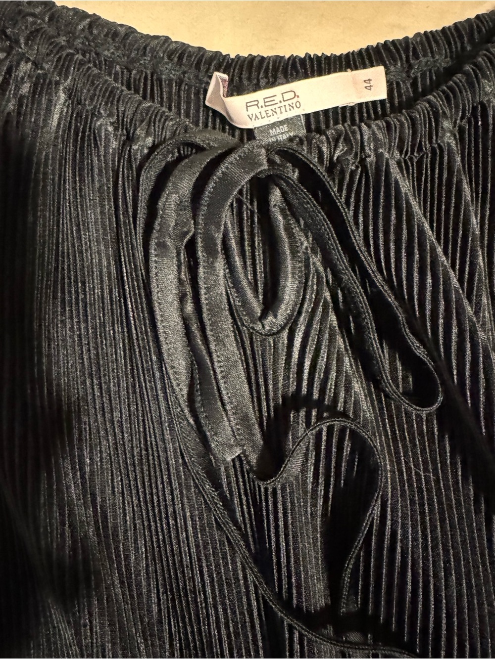RED Valentino Pleated Midi Dress in Black - Picture 2 of 5